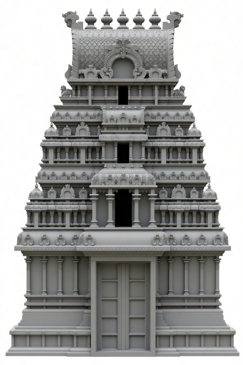 South Indian Temple Model free 3D printable STL