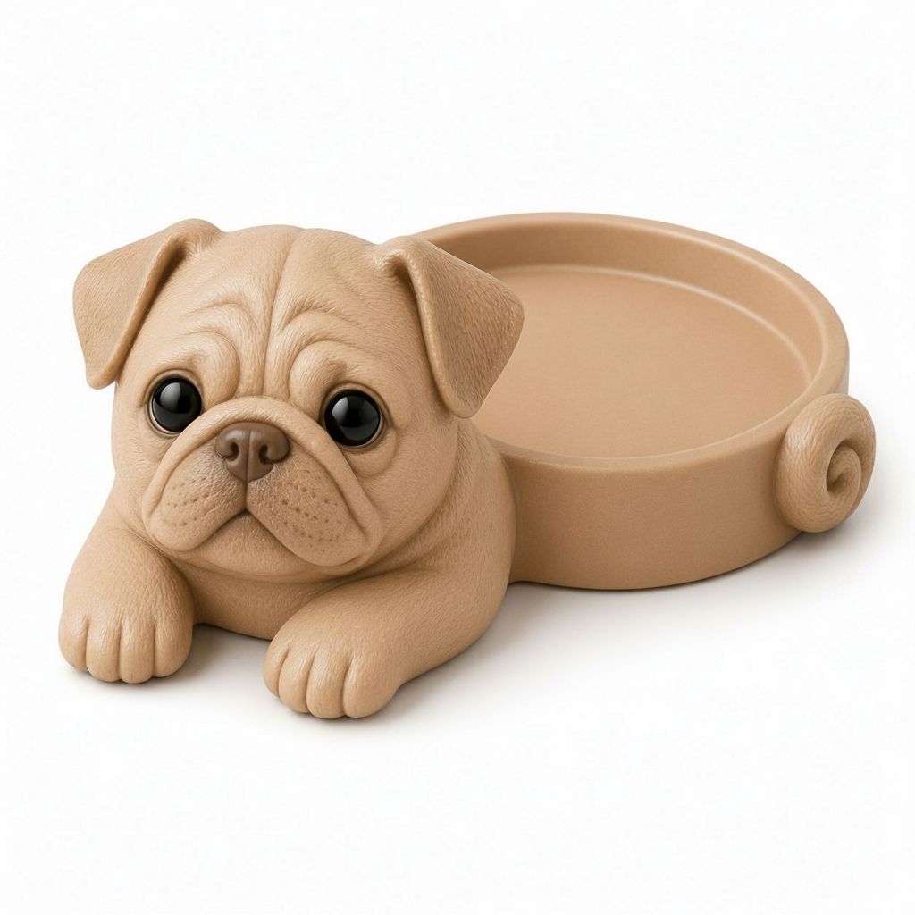 Pug Dog Trinket Tray free 3D printable STL