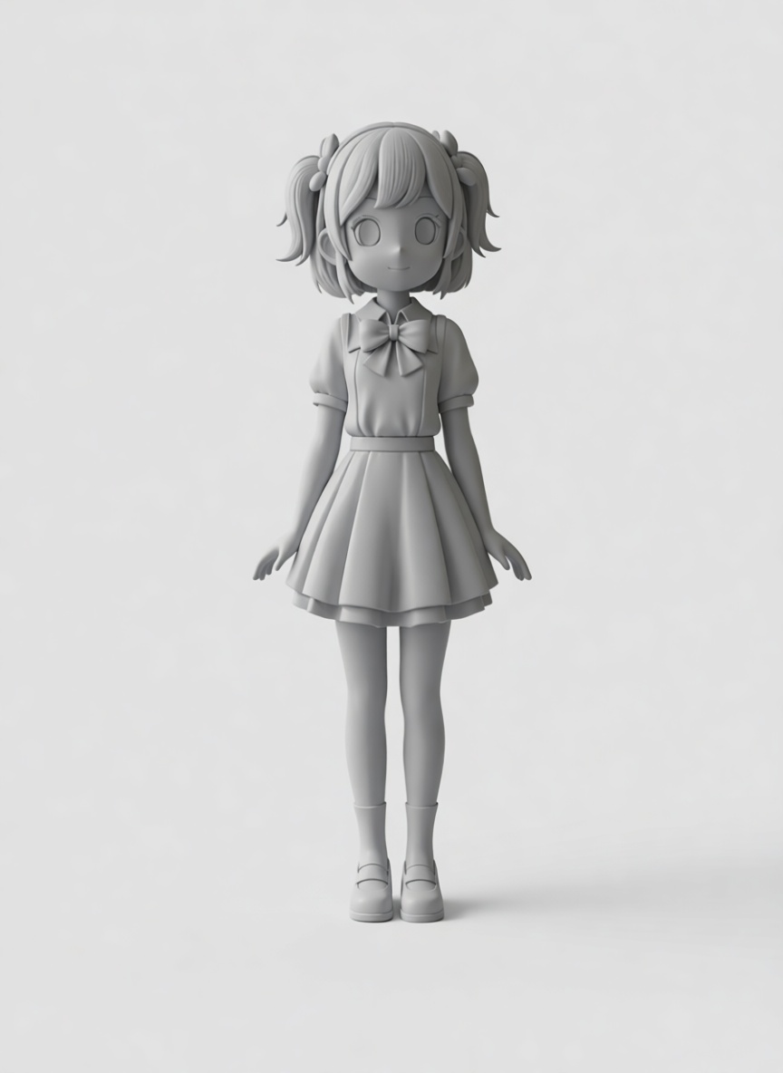 Anime Schoolgirl Figurine free 3D printable STL
