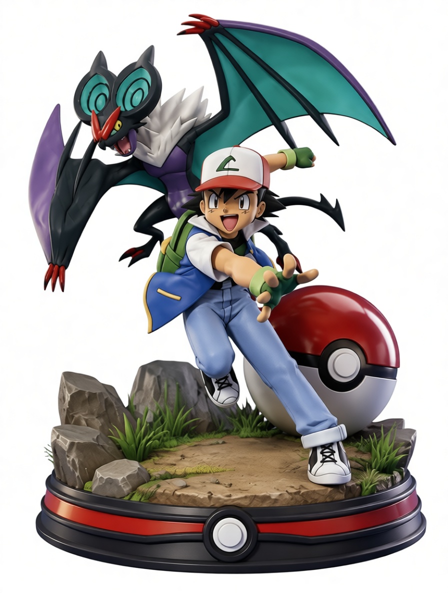 Ash Ketchum and Noivern Figurine free 3D printable STL