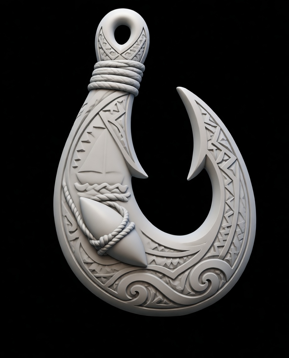 Polynesian Fish Hook Pendant - Free 3D Printable STL File