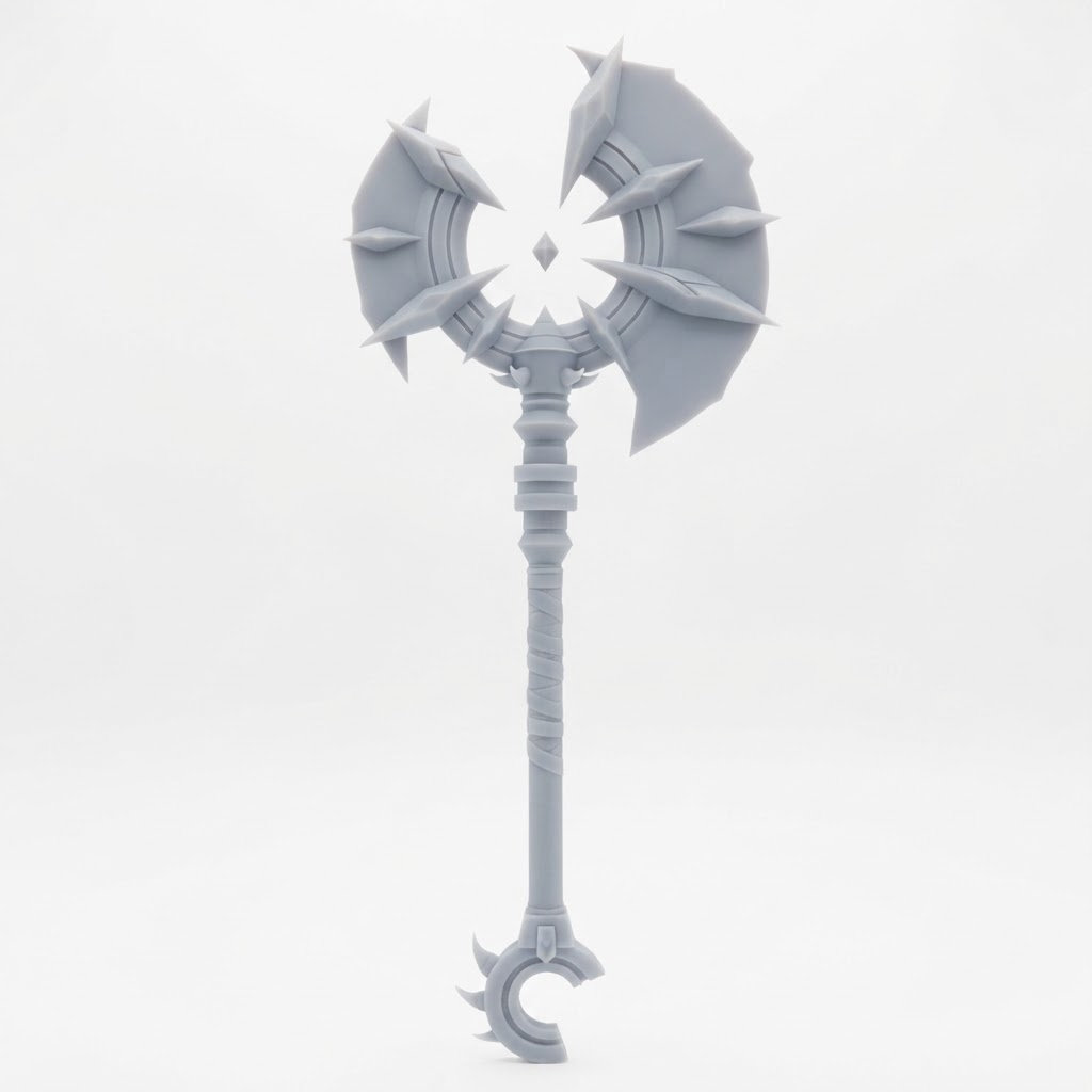 Spiked Fantasy War Axe free 3D printable STL