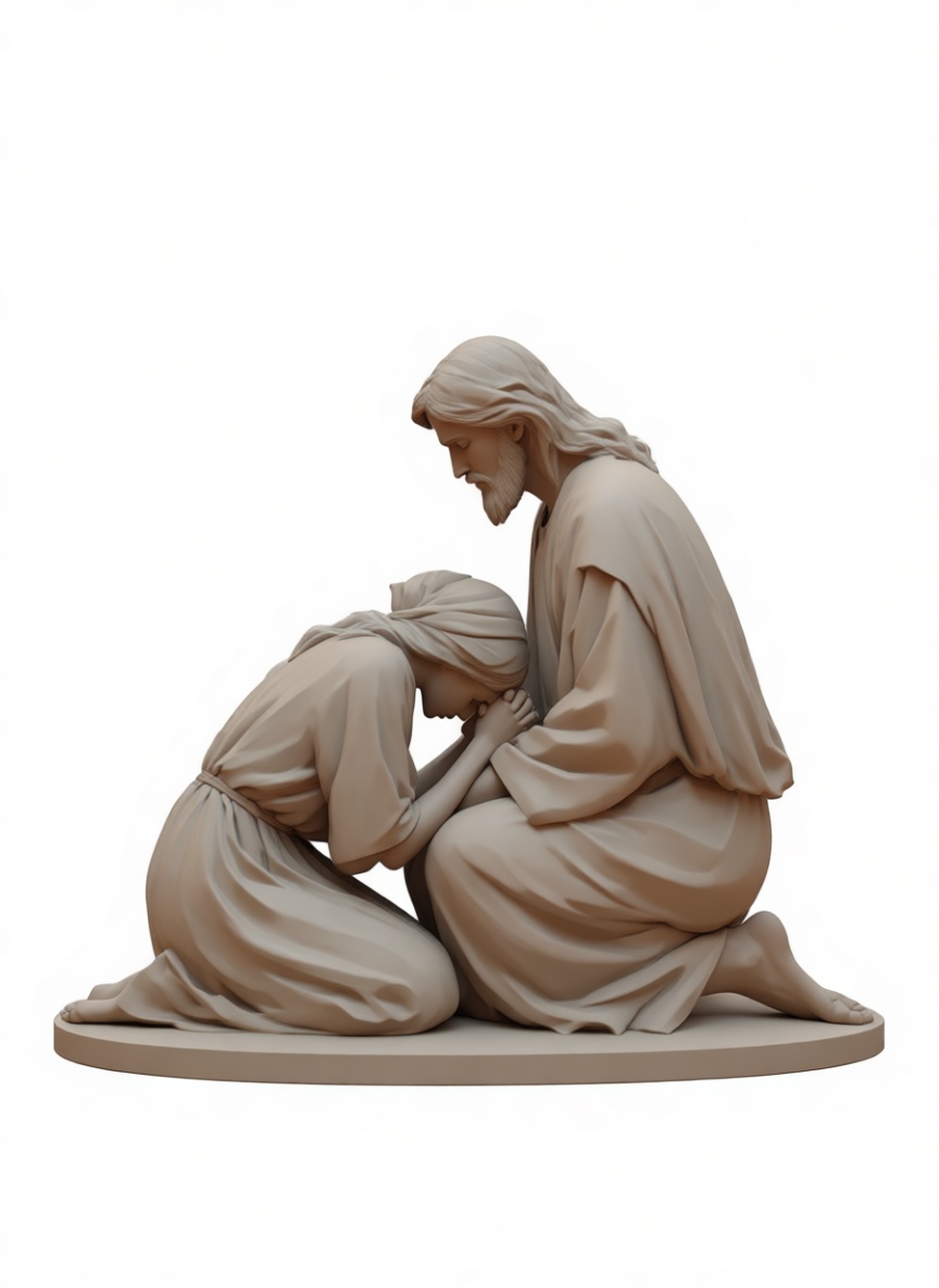 Jesus Embracing Woman Statue free 3D printable STL