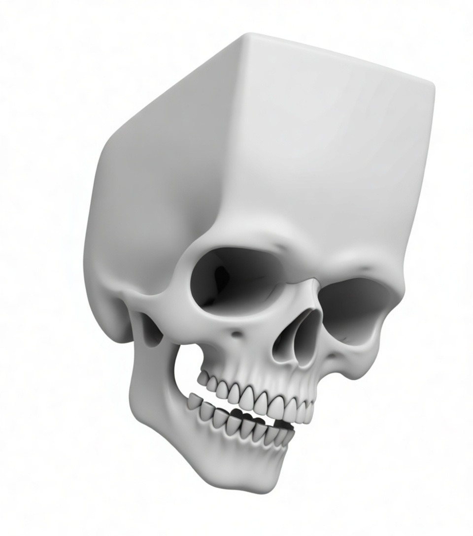 Cube Head Skull Sculpture free 3D printable STL
