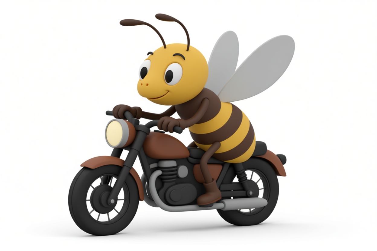 Bee Riding Motorcycle Figurine free 3D printable STL