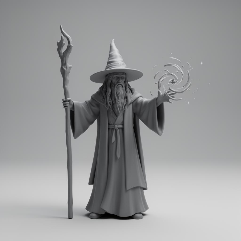 Wizard Casting Spell Figurine free 3D printable STL