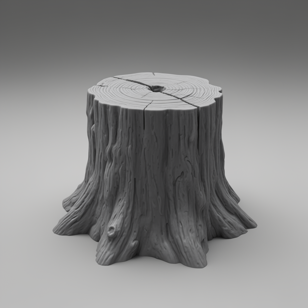 Realistic Tree Stump Model free 3D printable STL