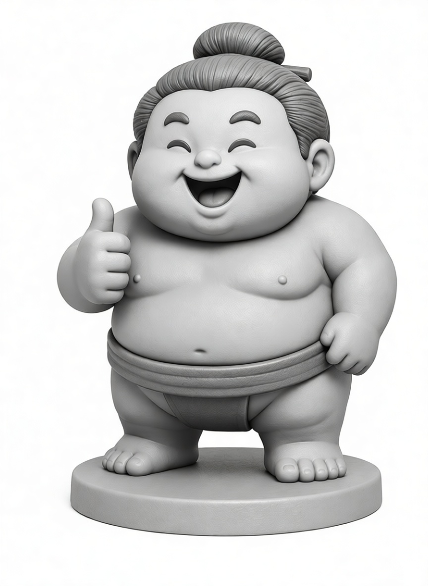 Happy Sumo Wrestler Figurine free 3D printable STL