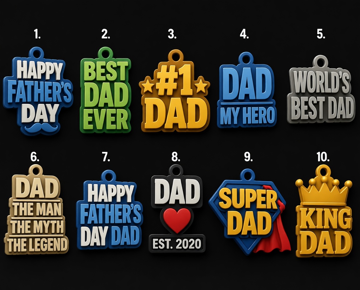 Father's Day Keychain Set free 3D printable STL
