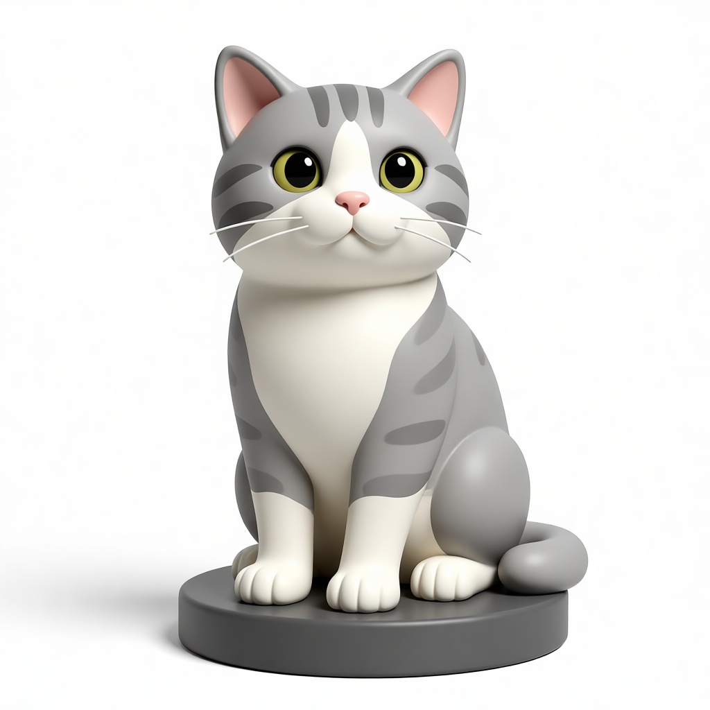 Gray Tabby Cat Figurine free 3D printable STL