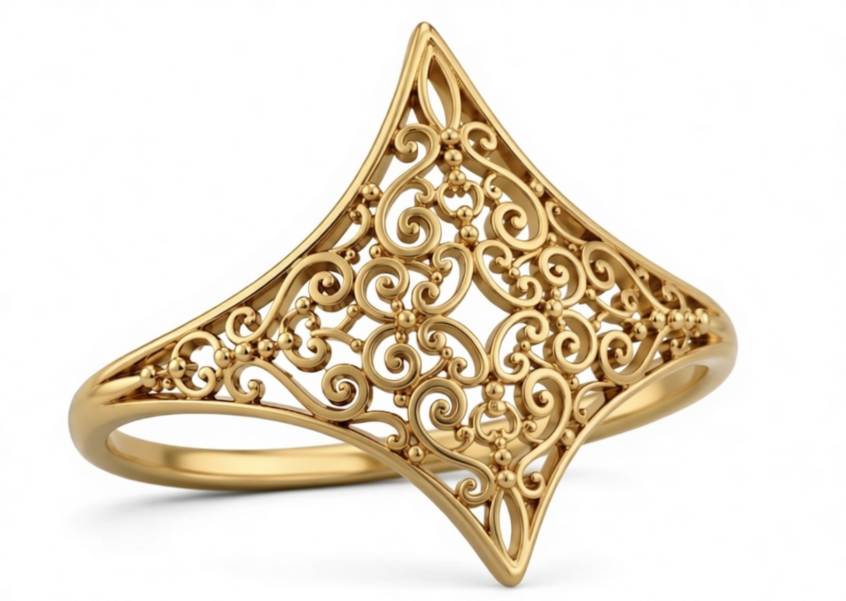 Filigree Diamond-Shaped Ring free 3D printable STL