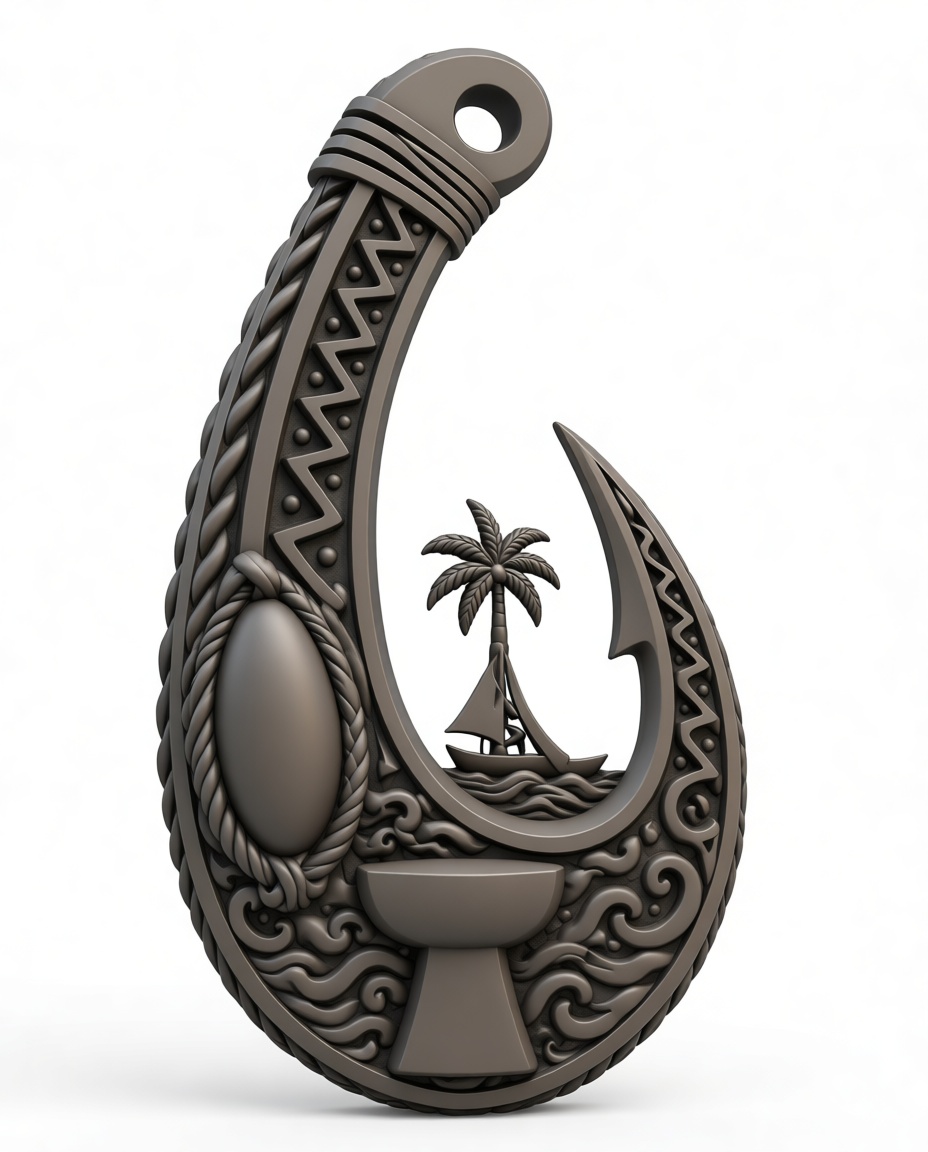Maori Hei Matau Pendant free 3D printable STL