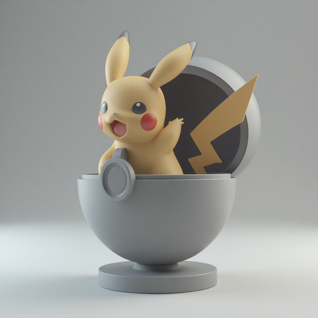 Pikachu Pokéball Figurine free 3D printable STL