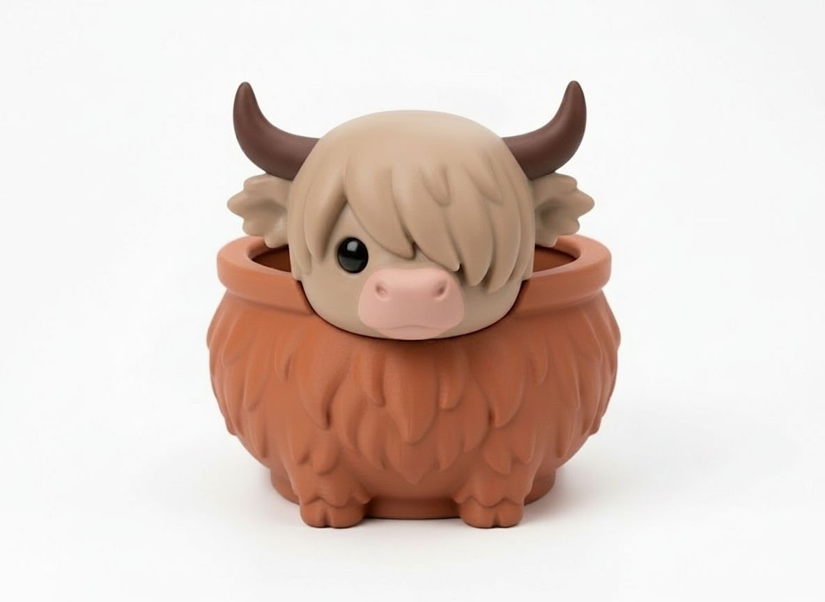 Highland Cow Planter free 3D printable STL