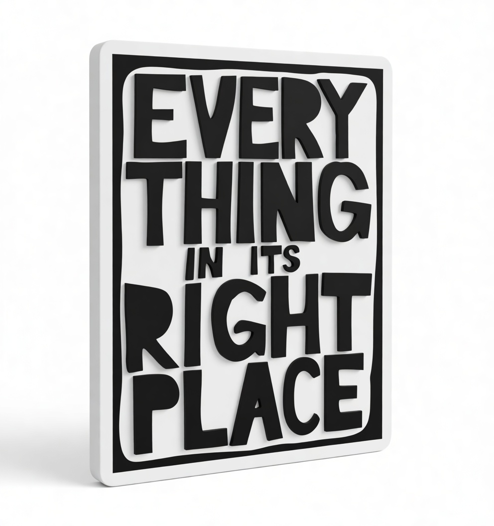 Everything In Its Right Place Sign free 3D printable STL