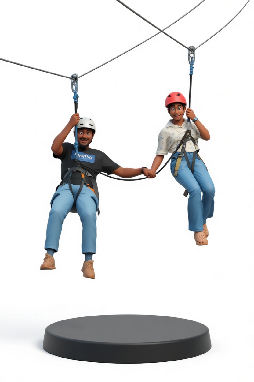 Couple Zipline Figurine free 3D printable STL