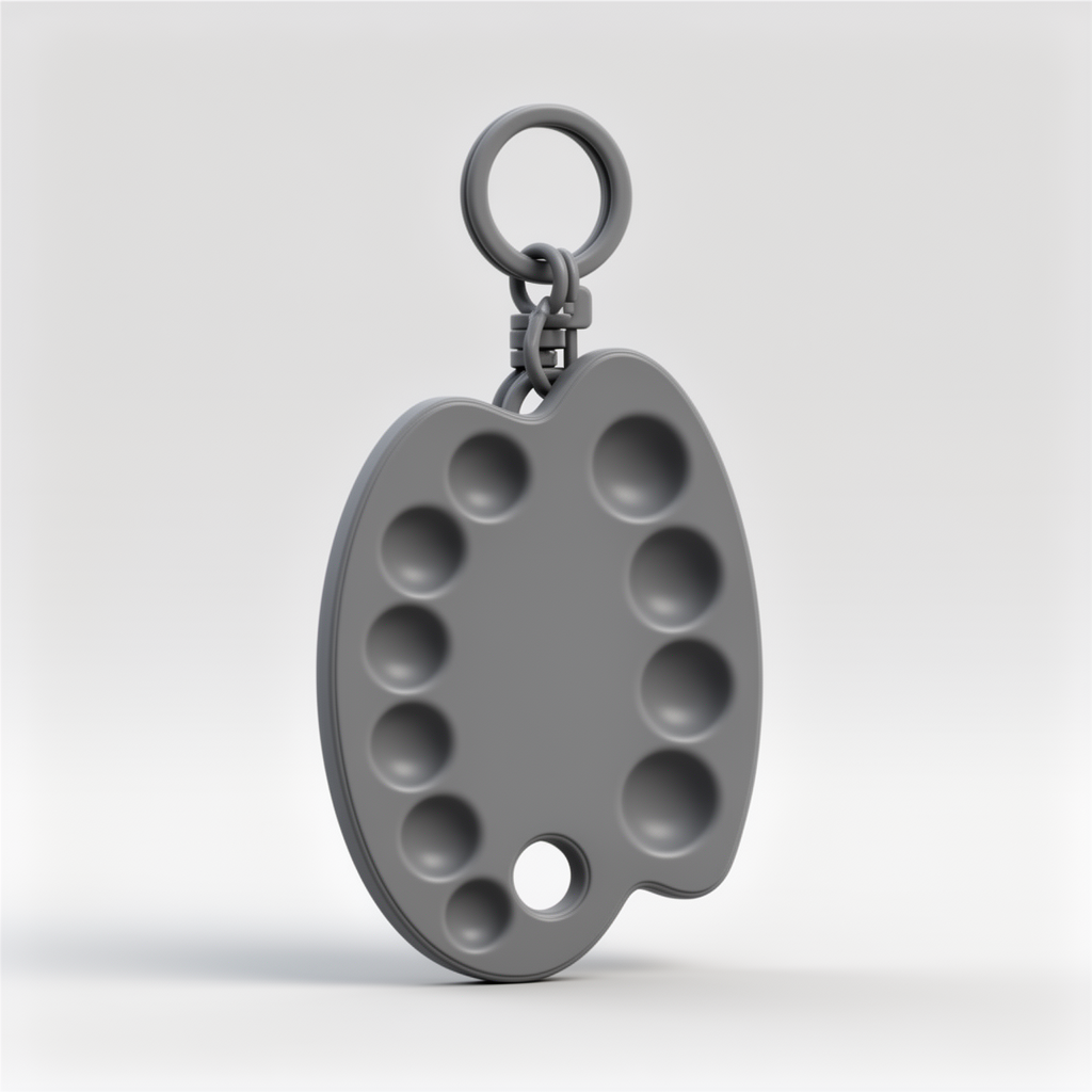 Watercolor Palette Keychain free 3D printable STL