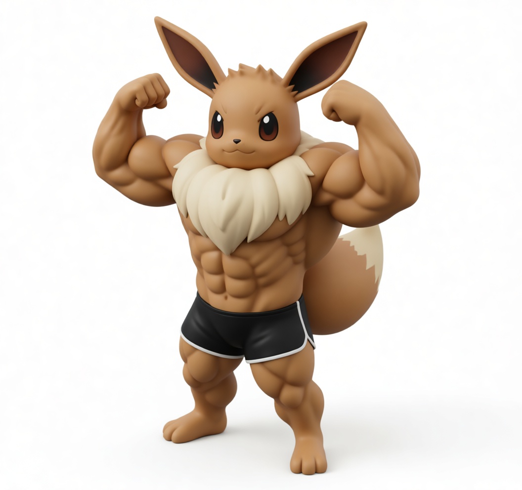 Eevee Muscular Figurine free 3D printable STL