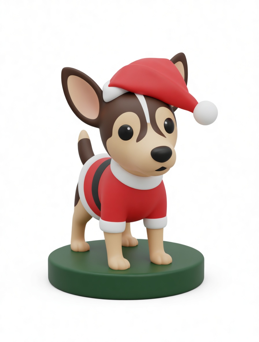 Chihuahua Santa Figurine free 3D printable STL
