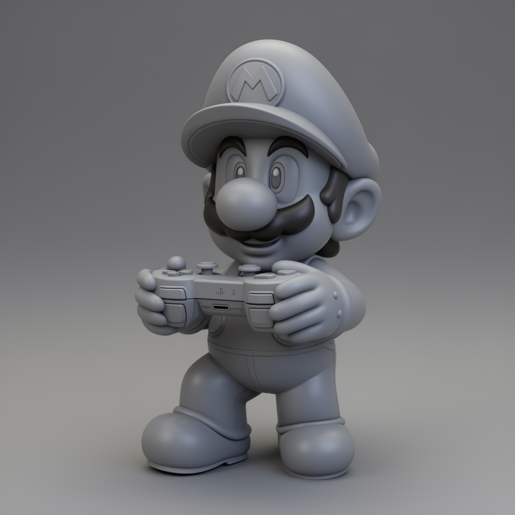 Super Mario Playing PlayStation Figurine free 3D printable STL