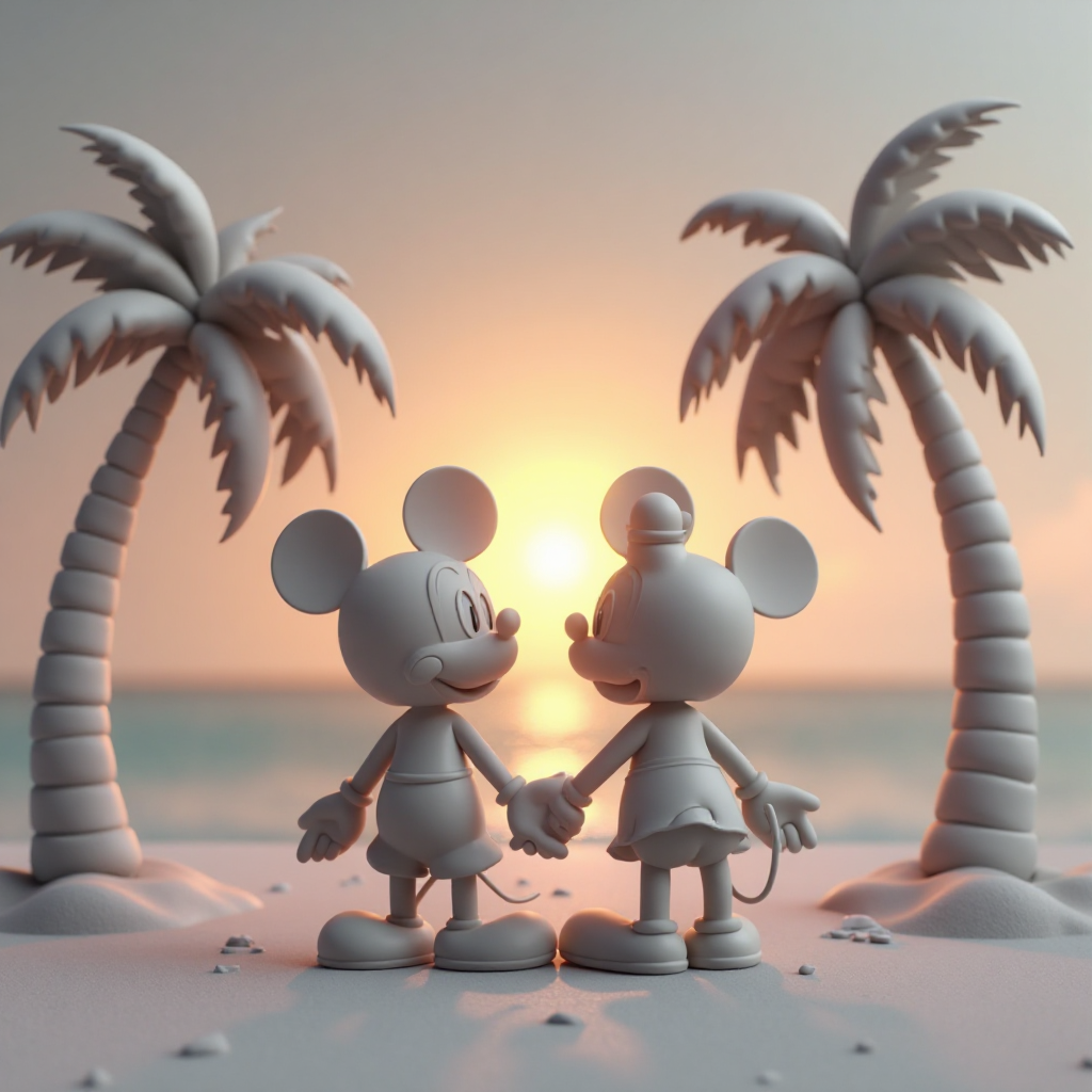 Mickey and Minnie Beach Figurine free 3D printable STL