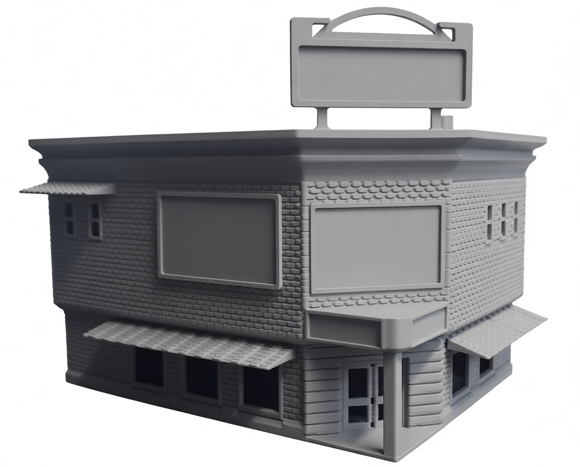 Corner Store Building Model free 3D printable STL