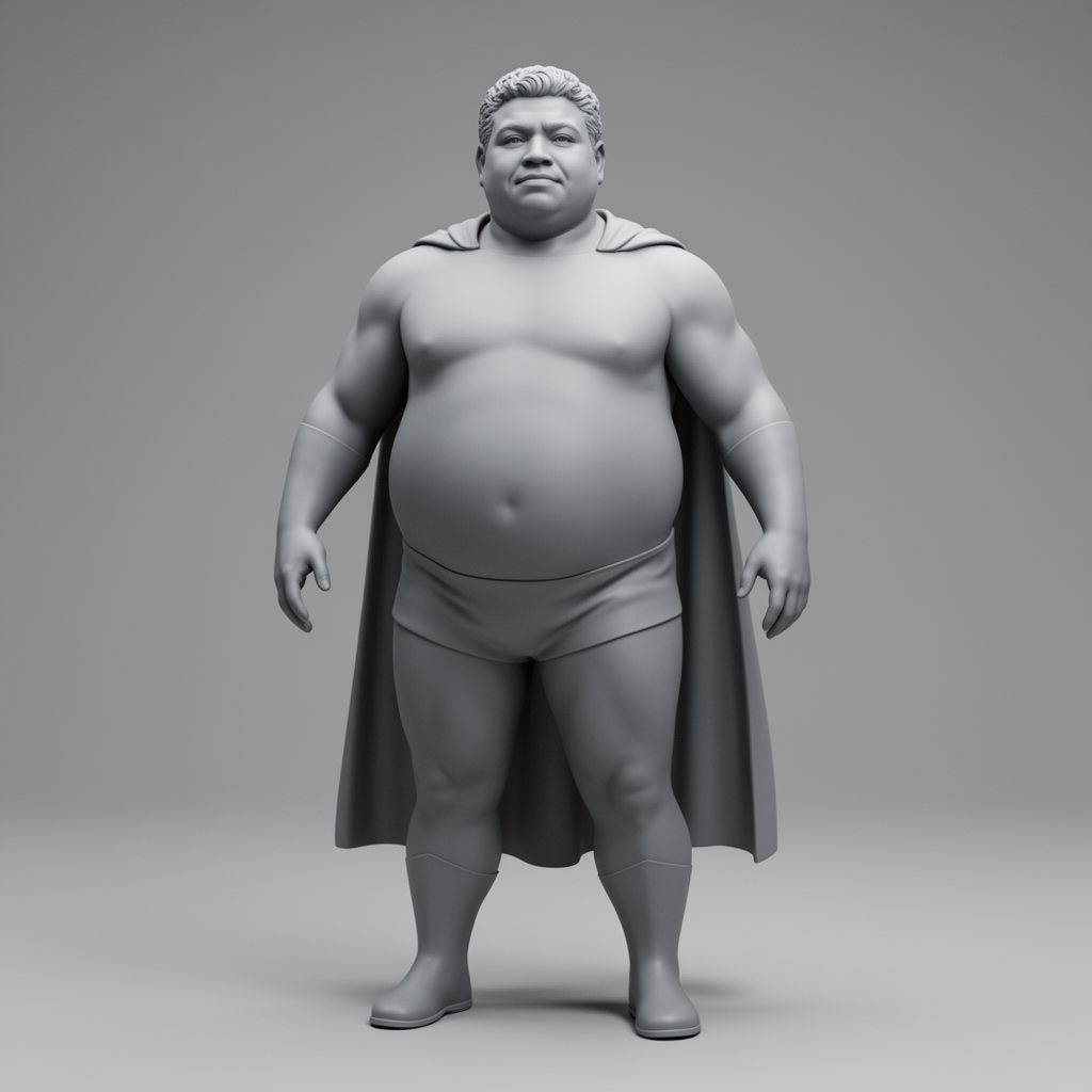 Fat Hispanic Superhero Figurine free 3D printable STL