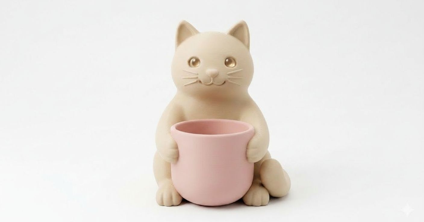 Cat Planter Figurine free 3D printable STL