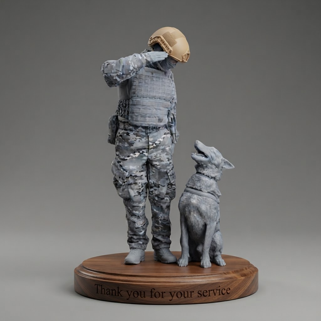 Soldier and Service Dog Figurine free 3D printable STL