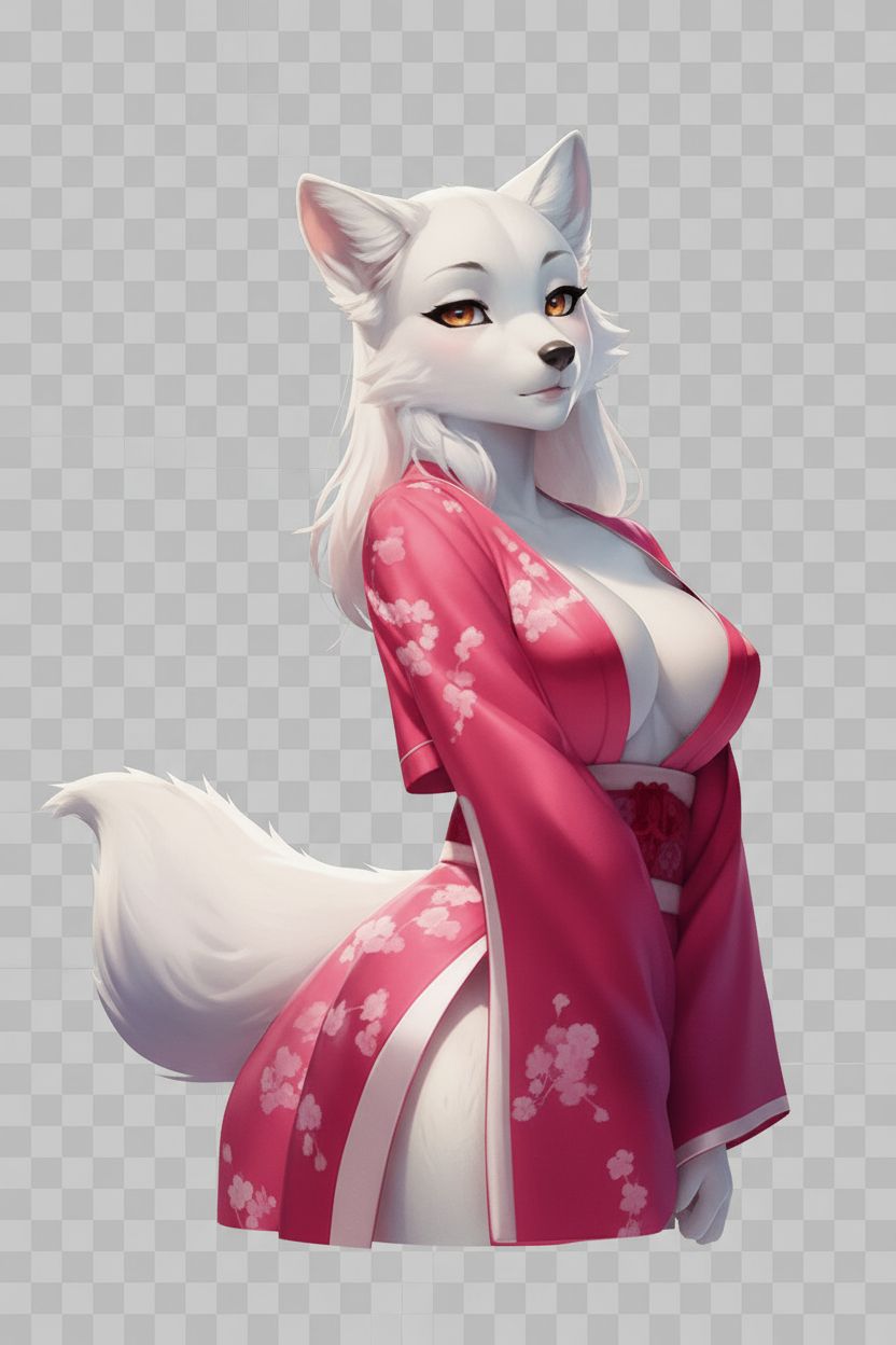 White Fox Anthropomorphic Figurine free 3D printable STL