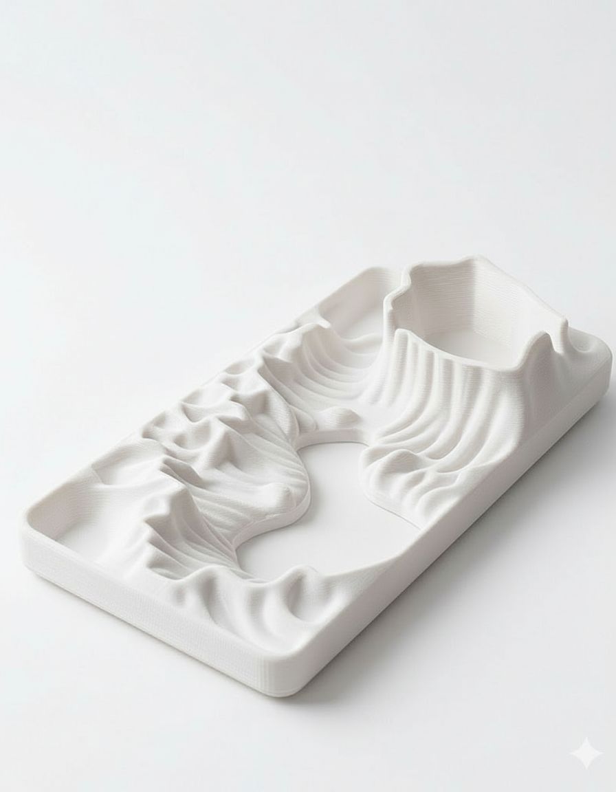 White Topographic Terrain Model free 3D printable STL