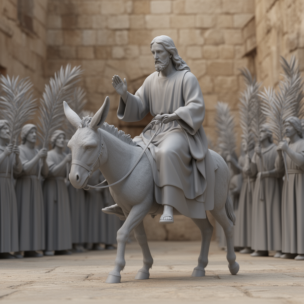 Jesus Side-Riding Donkey Figurine free 3D printable STL