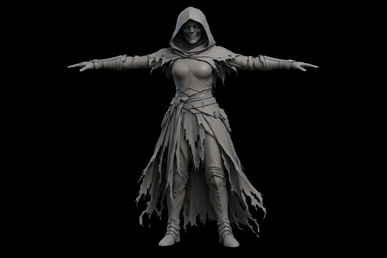 Hooded Death Mage Figurine free 3D printable STL