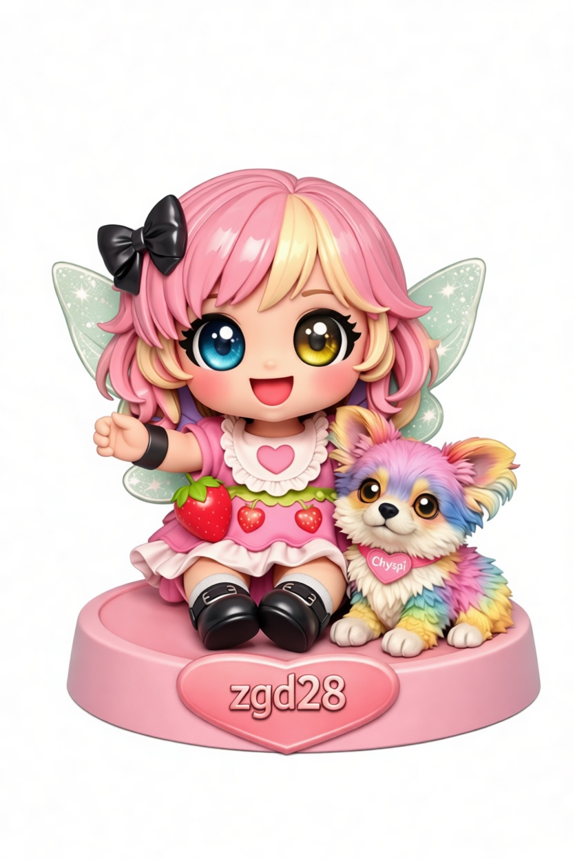 Chibi Fairy with Rainbow Pup Figurine free 3D printable STL