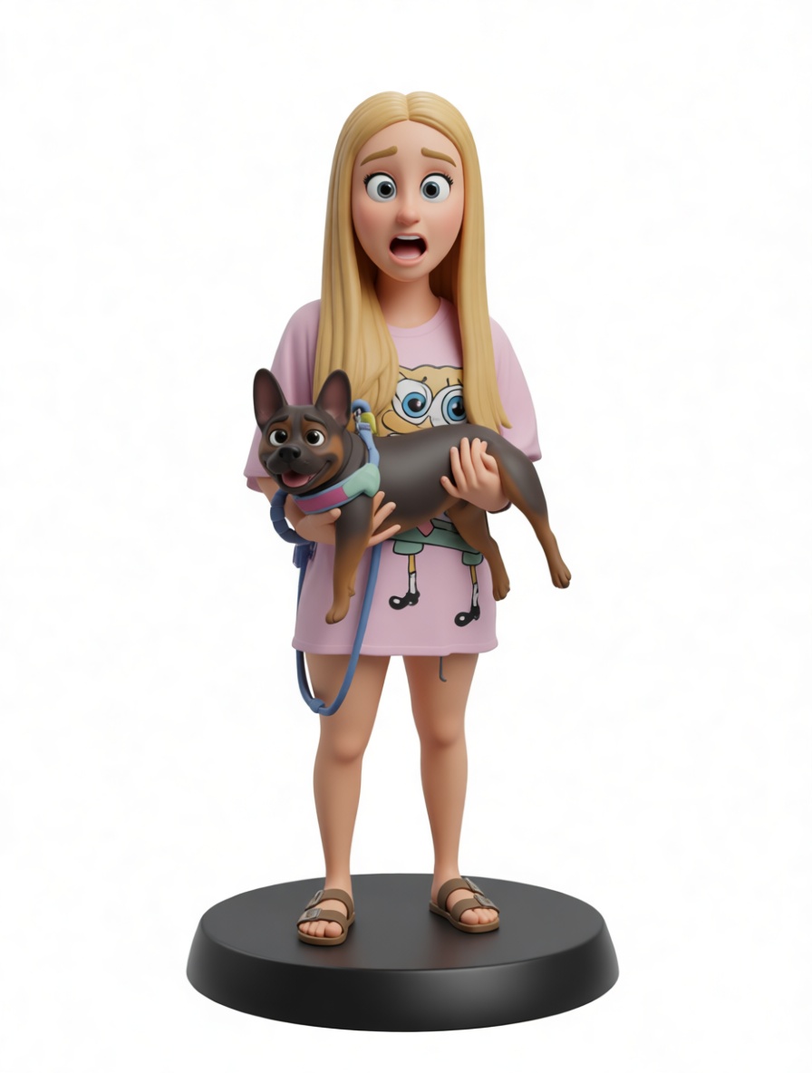 Blonde Girl with Dog Figurine free 3D printable STL