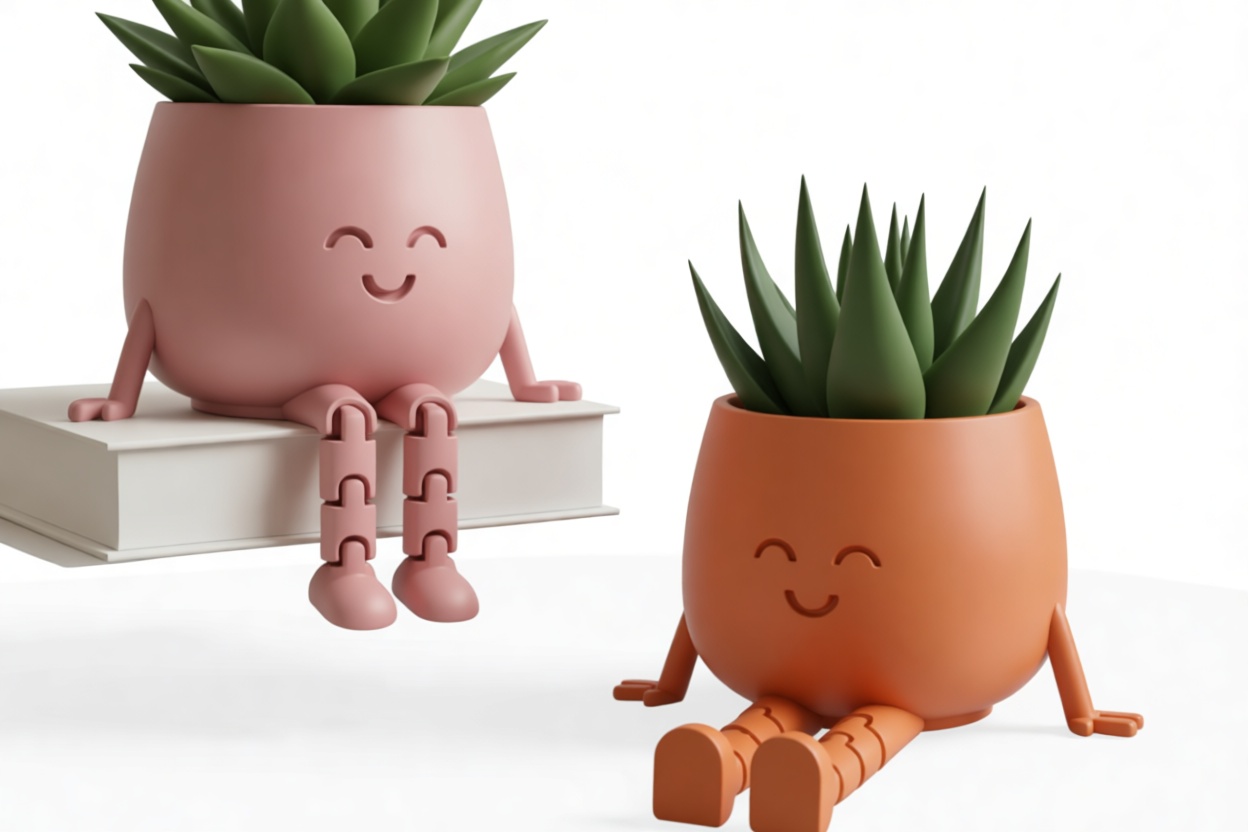 Smiling Plant Pot Figurines free 3D printable STL
