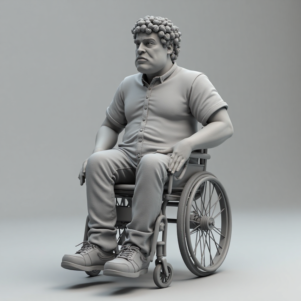 Husky Man Wheelchair Figurine free 3D printable STL