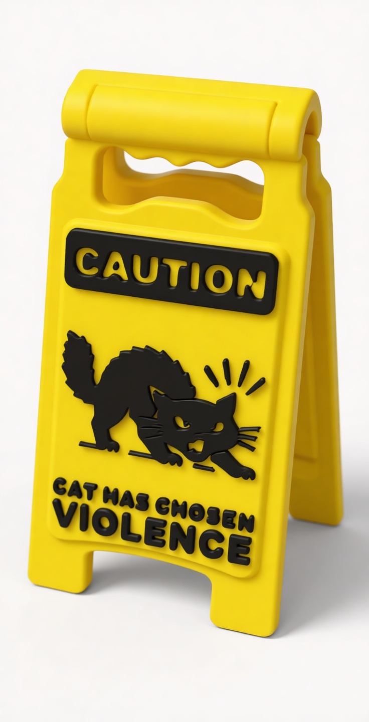 Caution Cat Sign Miniature free 3D printable STL