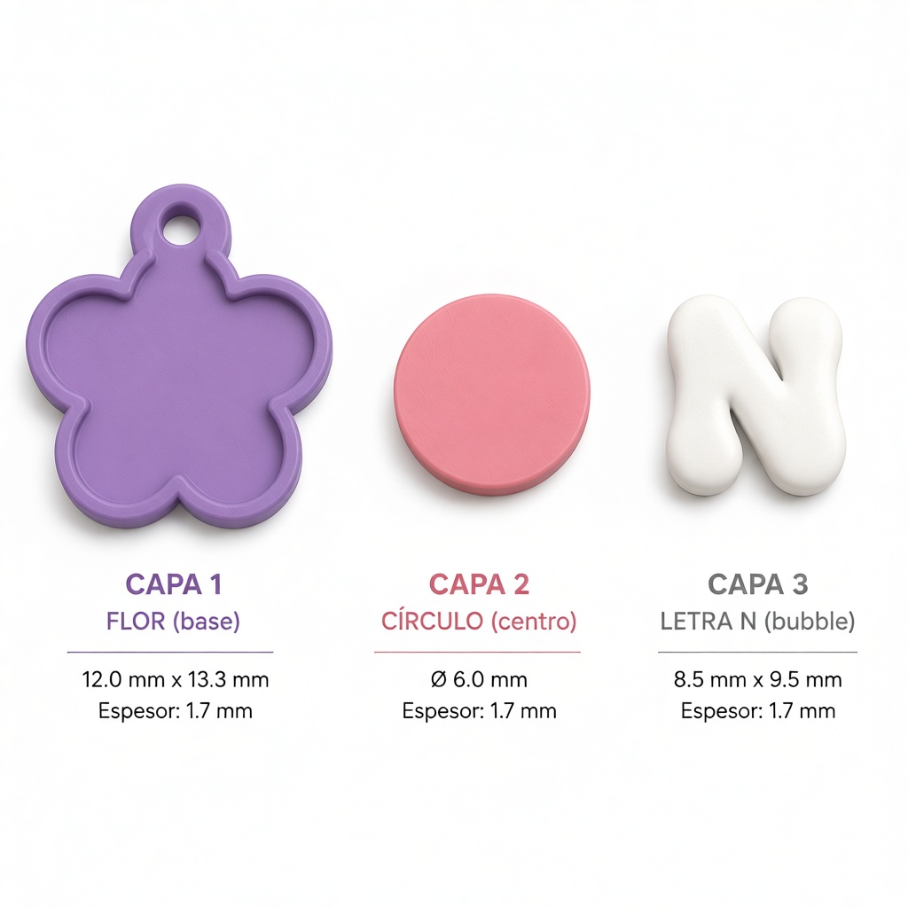 Flower Keychain Base free 3D printable STL