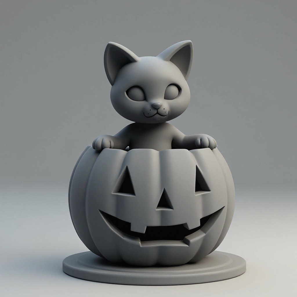Black Cat Jackolantern Figurine free 3D printable STL