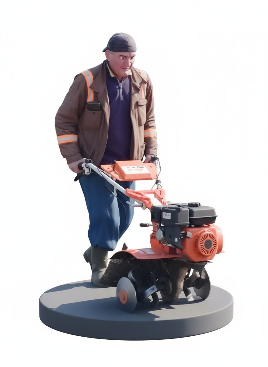 Gardener with Rototiller Figurine free 3D printable STL