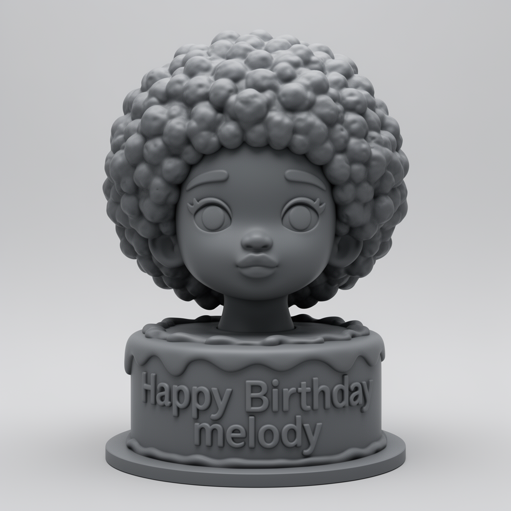 Black Girl Afro Cake Sculpture free 3D printable STL