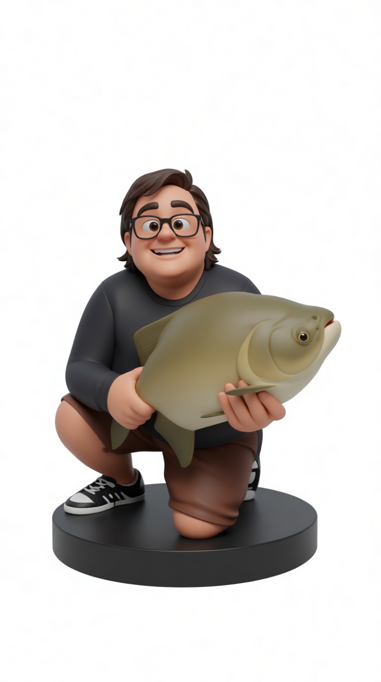 Angler Holding Fish Figurine free 3D printable STL