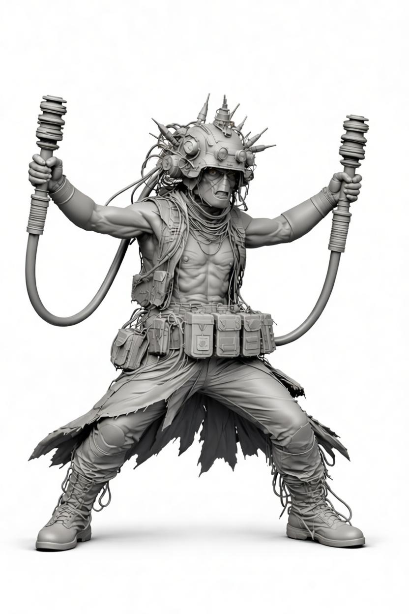 Post-Apocalyptic Warrior Figurine free 3D printable STL