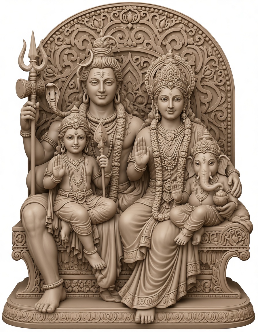Shiva Parvati Family Statue free 3D printable STL
