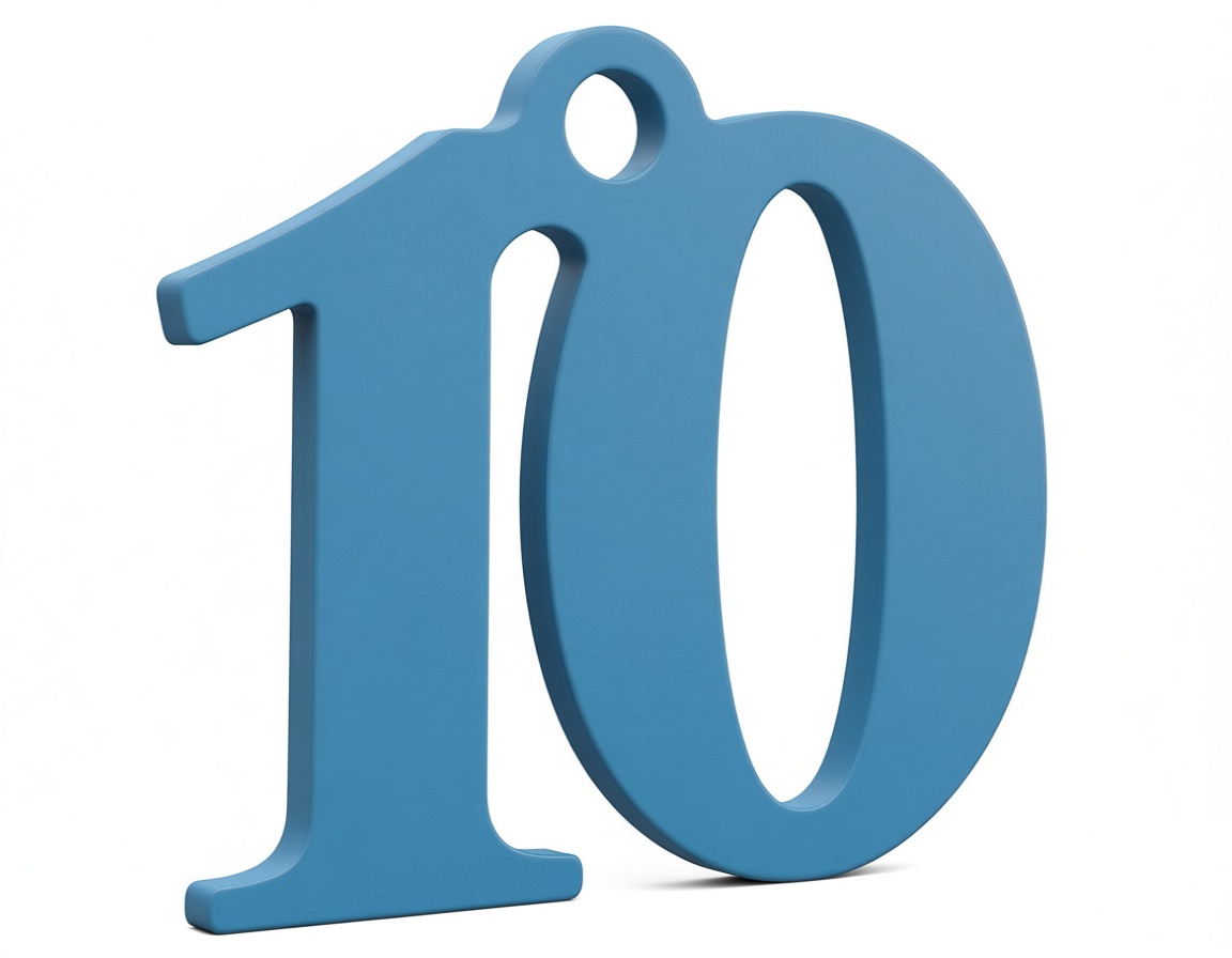 Number 10 Keychain free 3D printable STL