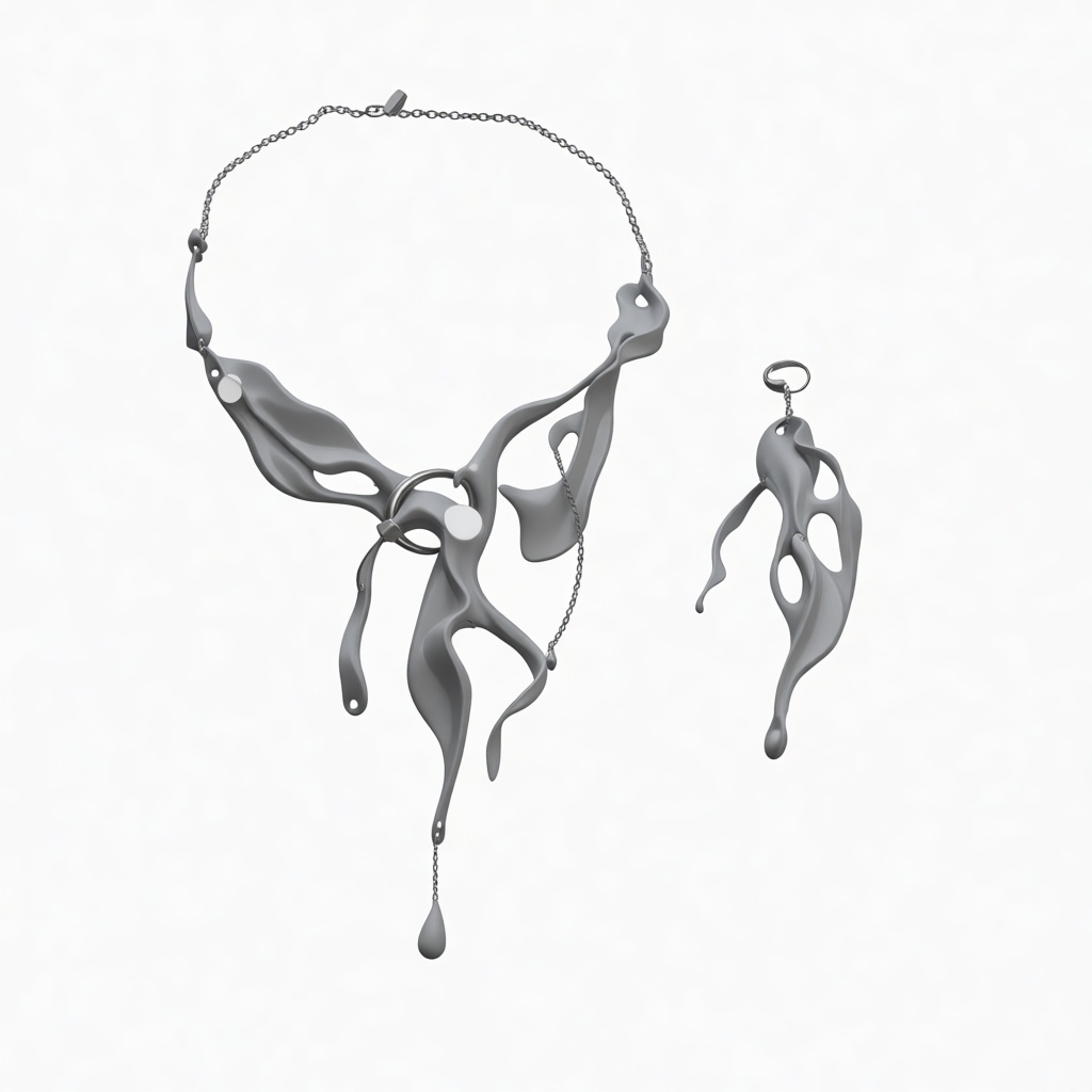 Abstract Organic Jewelry Set free 3D printable STL