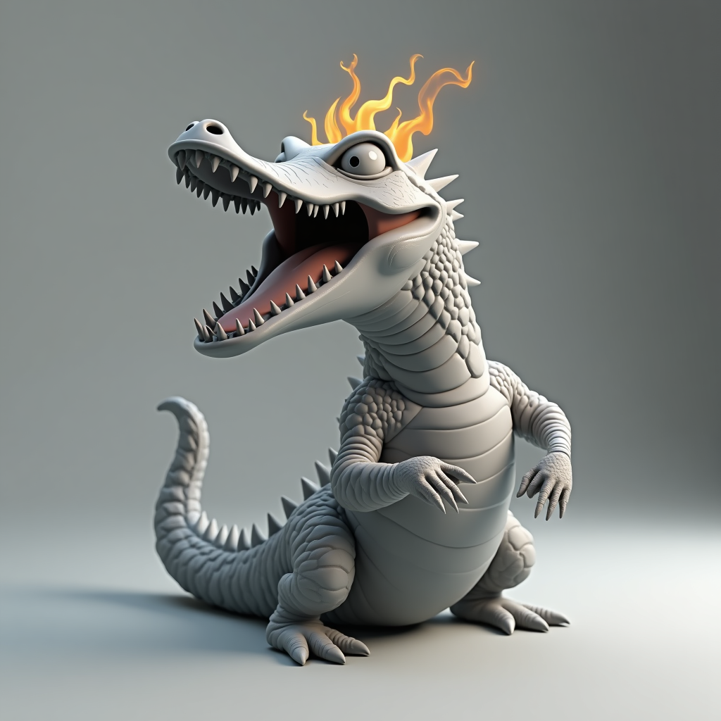 Flaming Crocodile Figurine free 3D printable STL