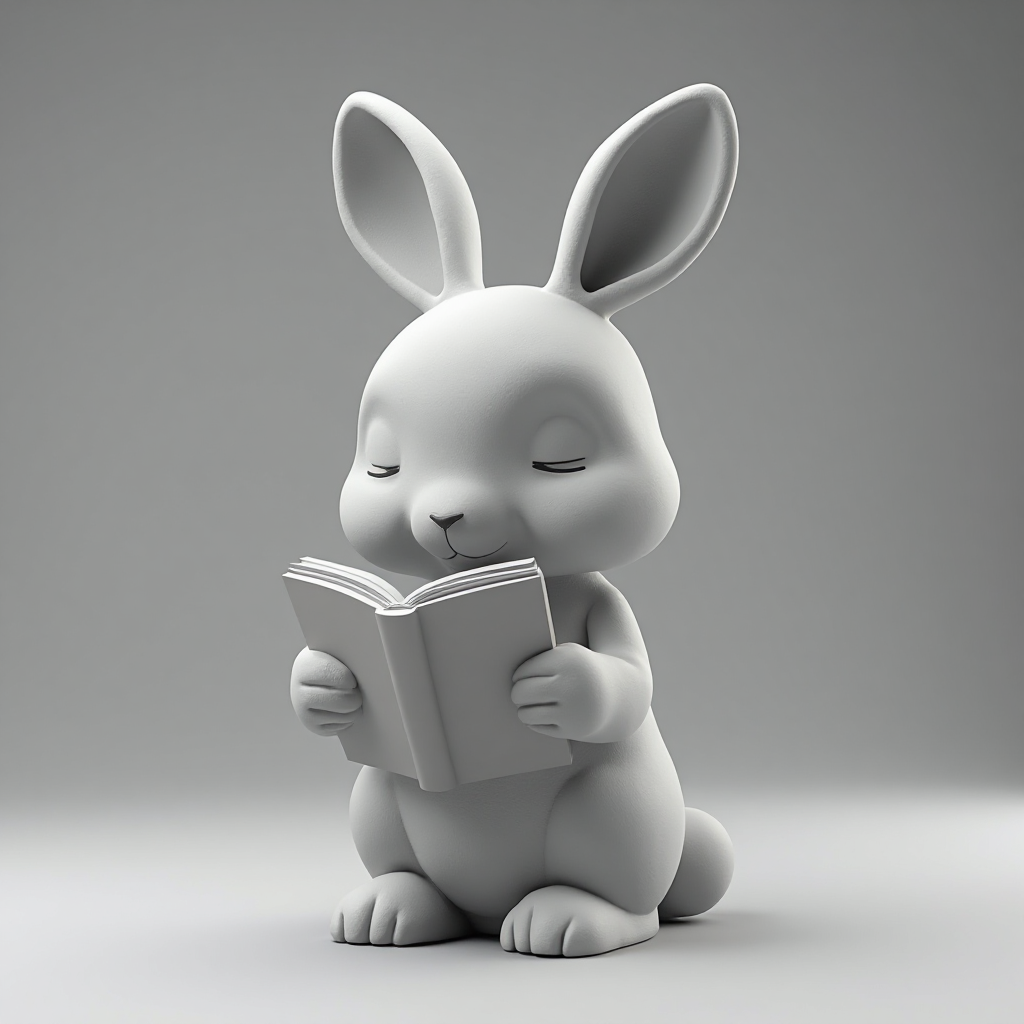 Reading Rabbit Figurine free 3D printable STL