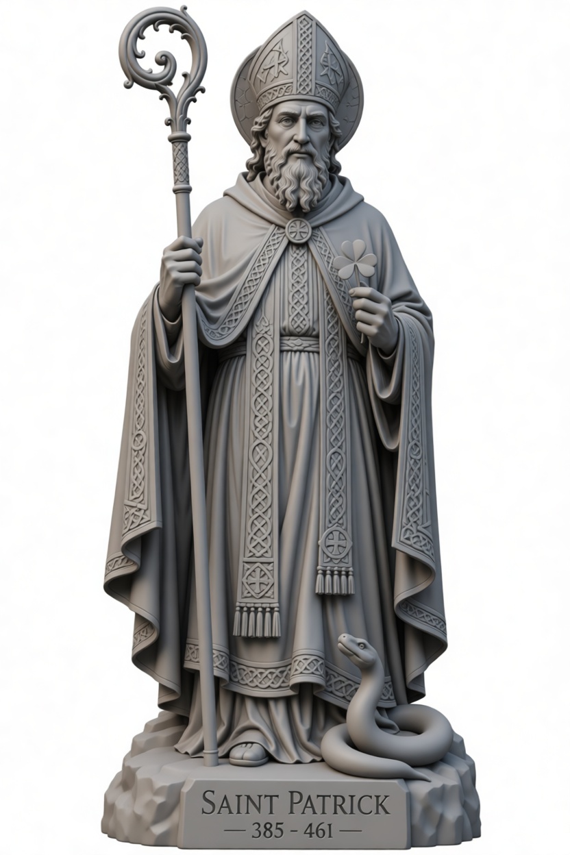 Saint Patrick Statue free 3D printable STL
